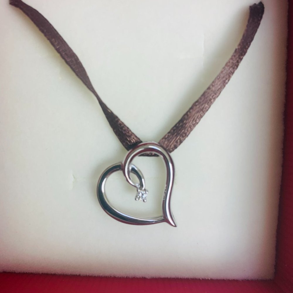 Angara Tilted Heart Pendant with Diamond